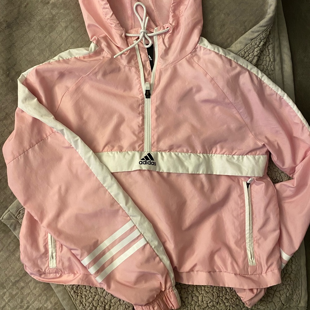 Pink Cropped Adidas Windbreaker